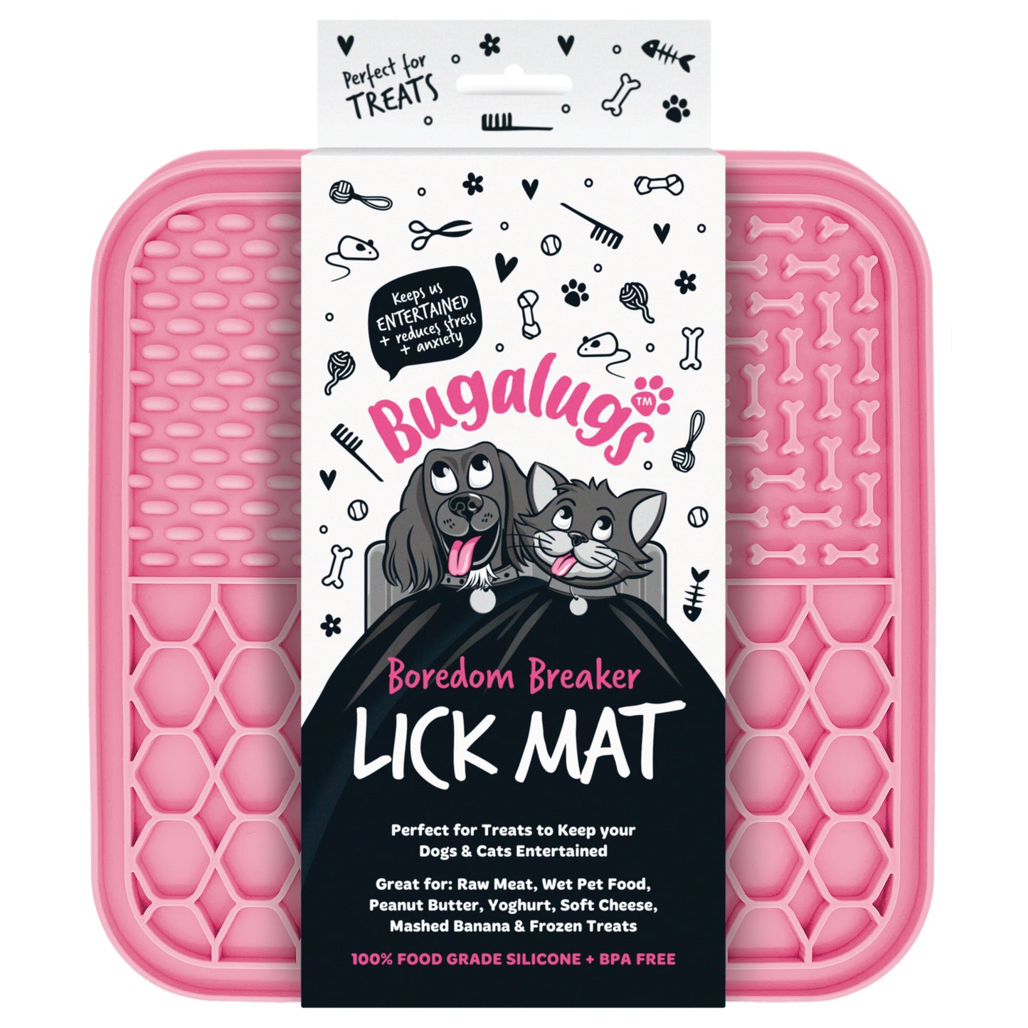 Bugalugs Lick Mat for Dogs & Cats (Pink)