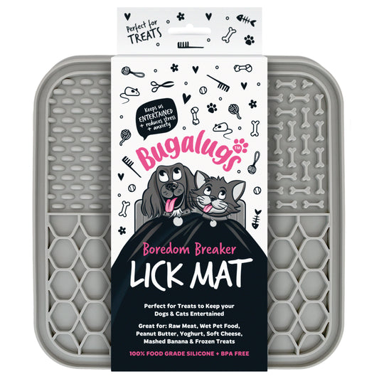 Bugalugs Lick Mat for Dogs & Cats (Grey)