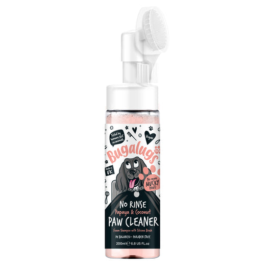 Bugalugs No Rinse Paw Cleaner Foam Shampoo 200ml - Papaya & Coconut