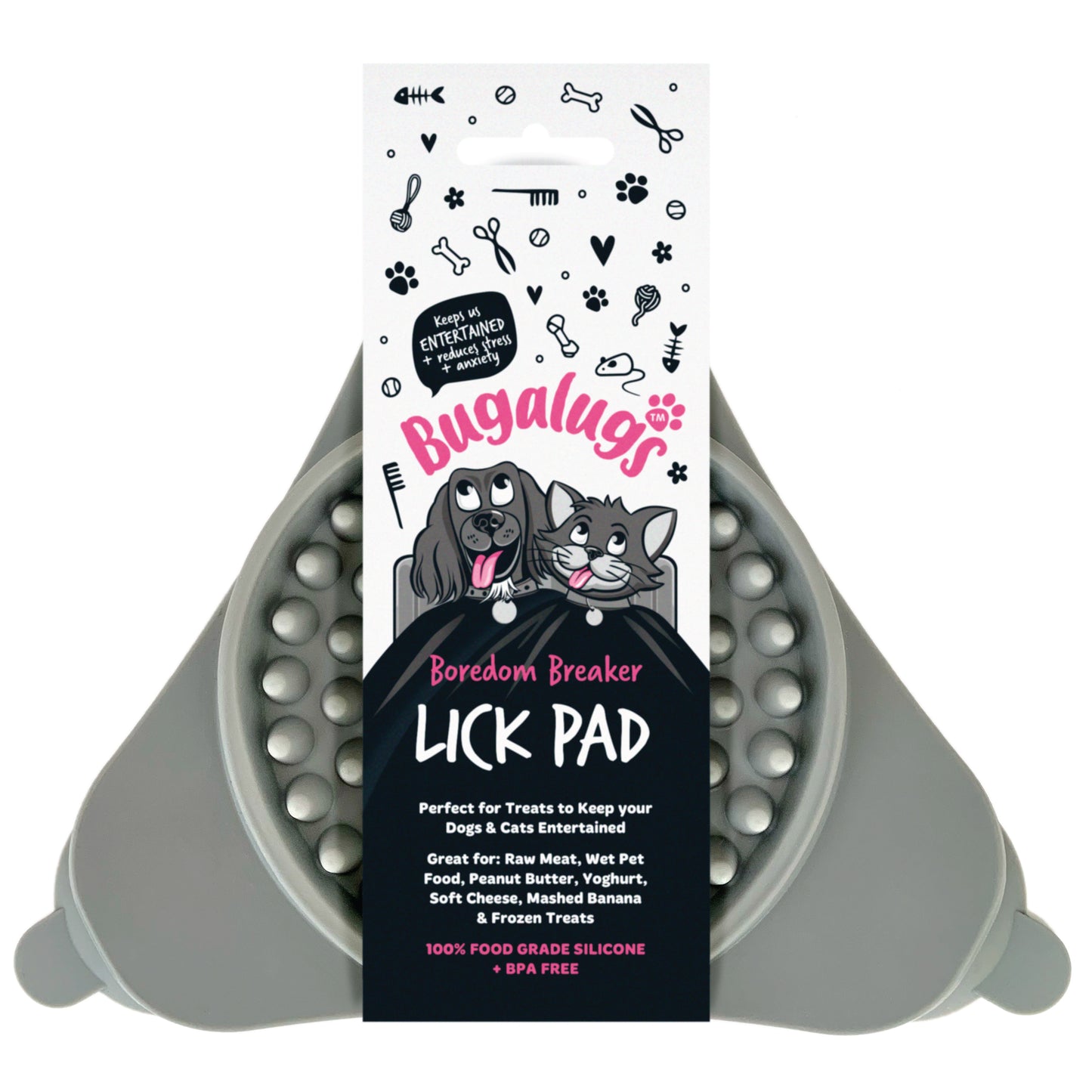Bugalugs Lick Pad for Dogs & Cats (Grey)