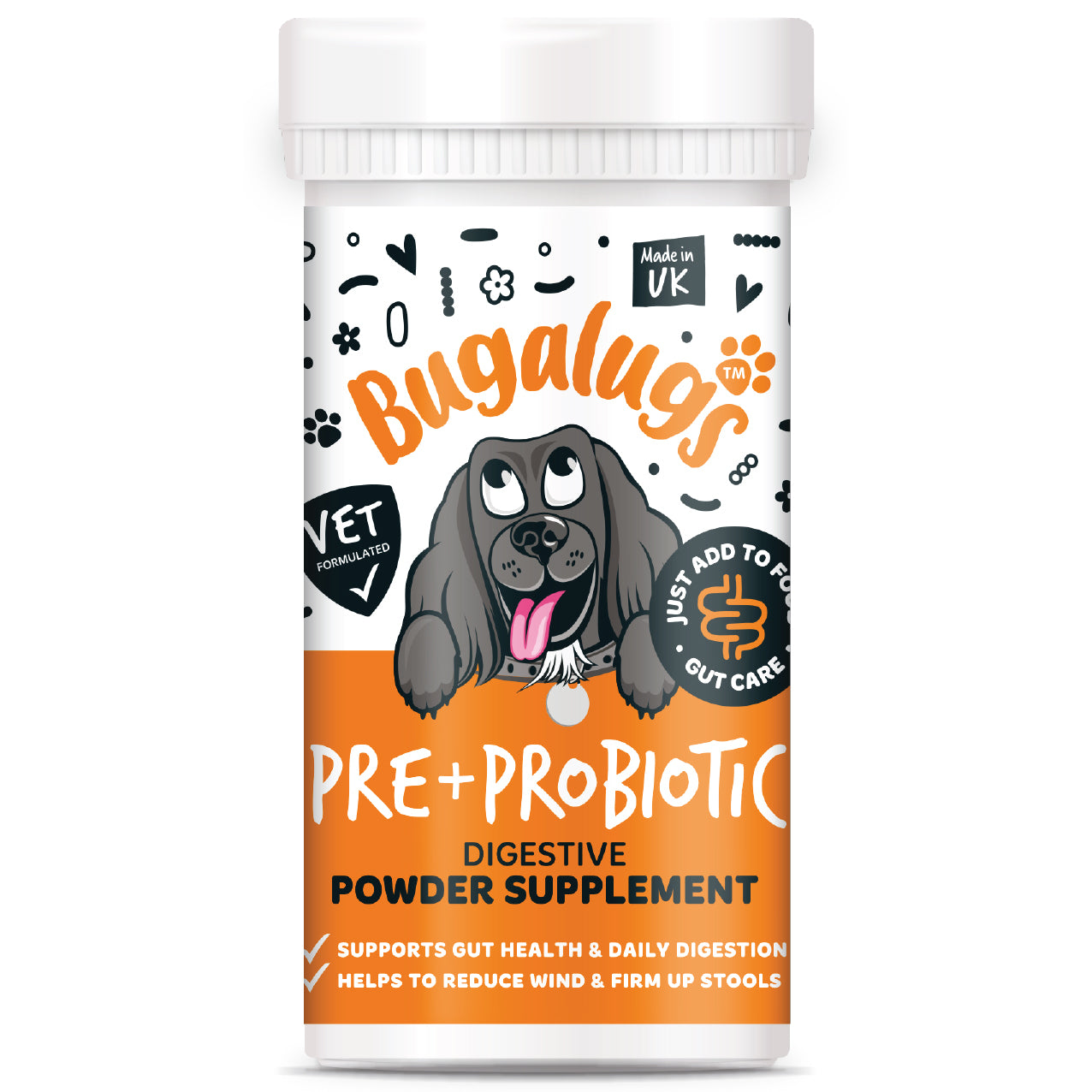 Bugalugs Pre & Probiotic Digestive Powder Supplement 80g for Dogs