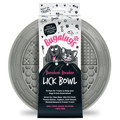Bugalugs Lick Bowl for Dogs & Cats (Grey)