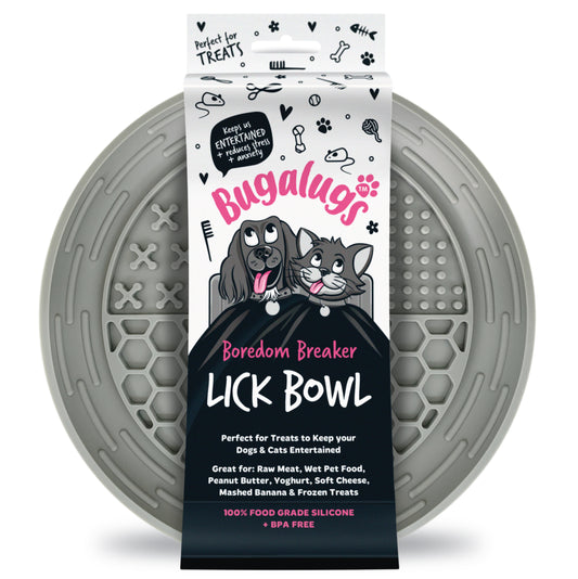 Bugalugs Lick Bowl for Dogs & Cats (Grey)
