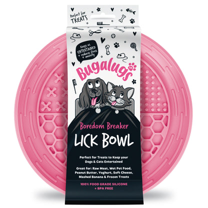 Bugalugs Lick Bowl for Dogs & Cats (Pink)