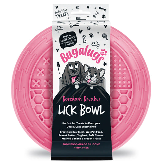 Bugalugs Lick Bowl for Dogs & Cats (Pink)