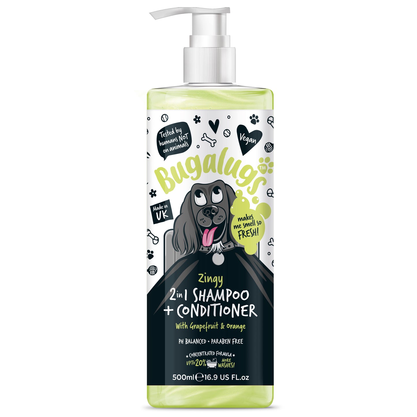 Bugalugs Zingy 2 in 1 Dog Shampoo & Conditioner 500ml