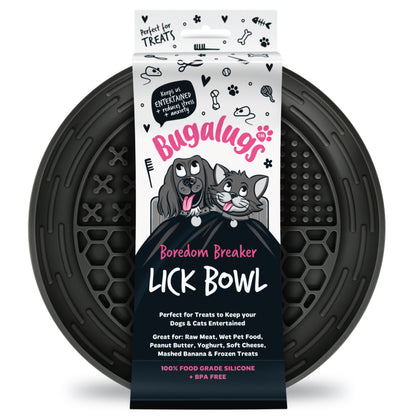 Bugalugs Lick Bowl for Dogs & Cats (Black)