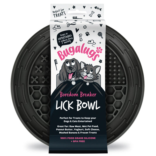 Bugalugs Lick Bowl for Dogs & Cats (Black)