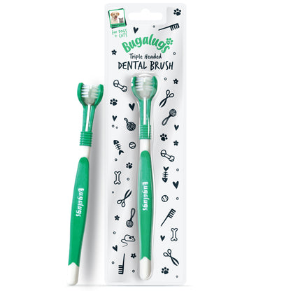 Bugalugs Triple Headed Pet Toothbrush For Dogs & Cats