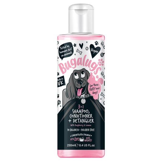 Bugalugs 3 in 1 Dog Shampoo, Conditioner & Detangler 250ml