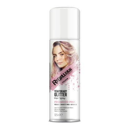 Rebellious Colour Prosecco Pink Glitter Hair Spray 125ml