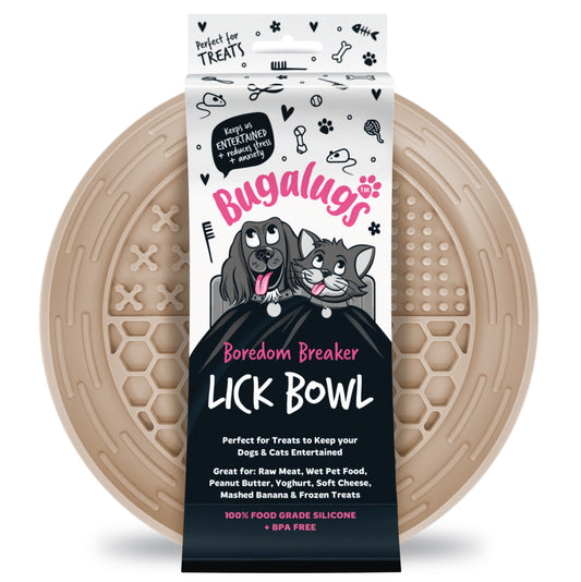 Bugalugs Lick Bowl for Dogs & Cats (Beige)