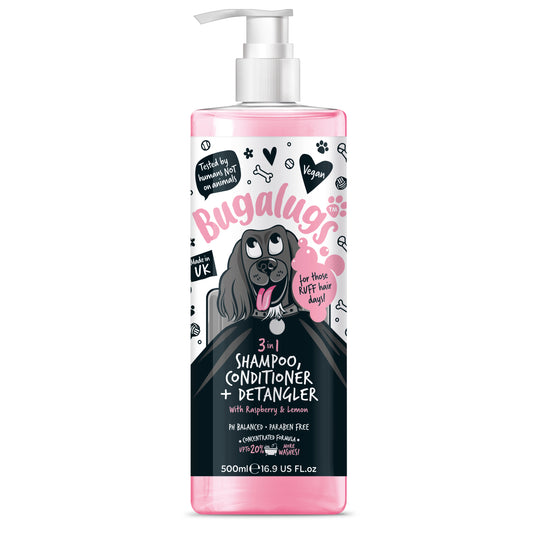 Bugalugs 3 in 1 Dog Shampoo, Conditioner & Detangler 500ml