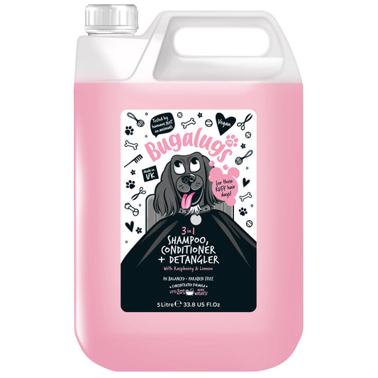 Bugalugs 3 in 1 Dog Shampoo, Conditioner & Detangler 5 Litre
