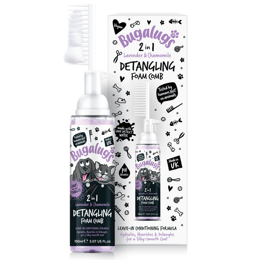 Bugalugs 2 in 1 Detangling Foam Comb For Dogs & Cats 200ml (Lavender & Chamomile)