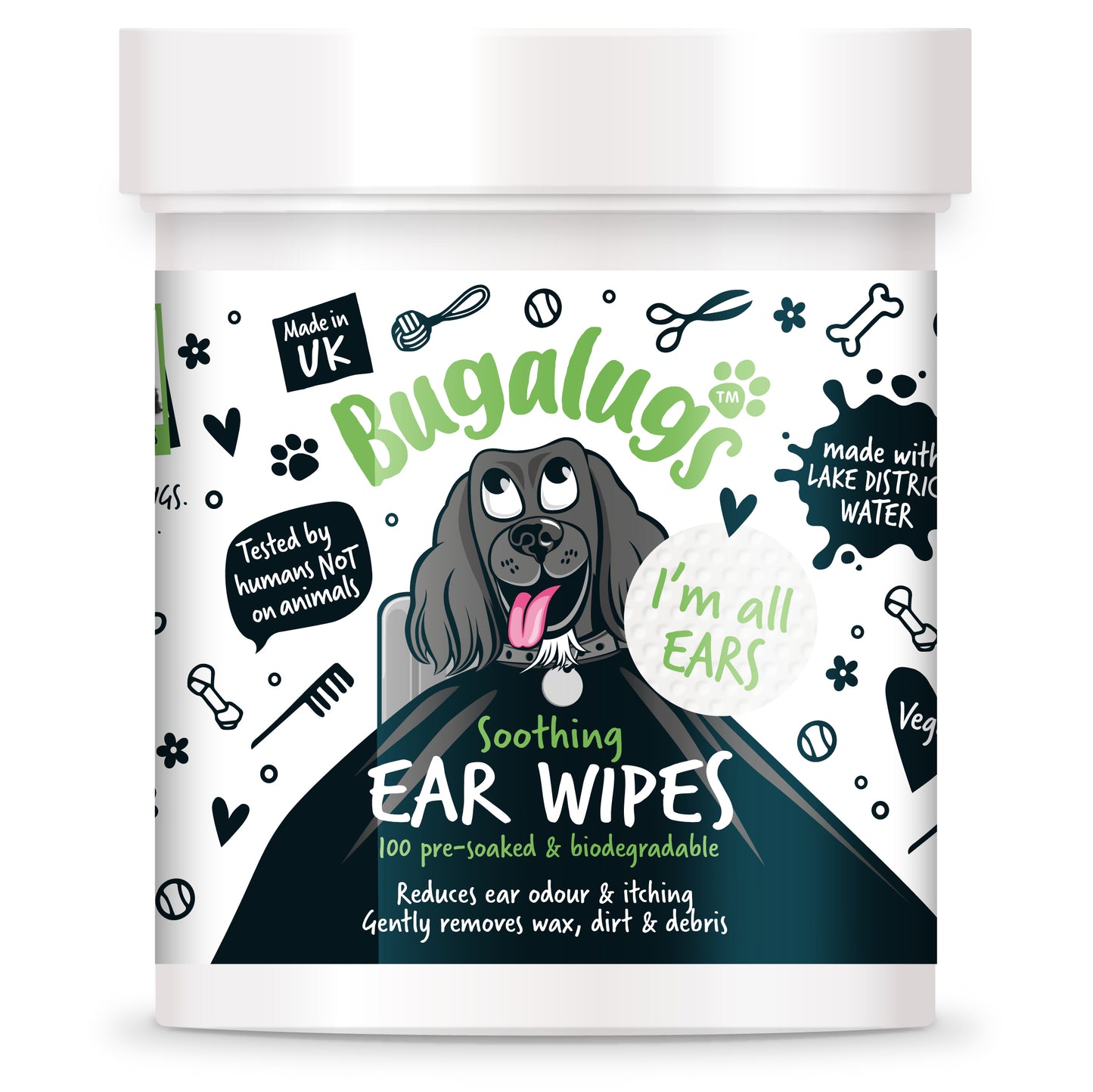 Bugalugs Soothing Ear Wipes (100 pre soaked Bio-Degradable Wipes)